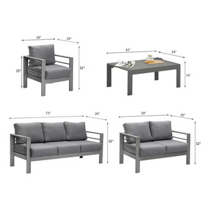 Nordic Modern Hotel Terrace Leisure Sofa Combination Aluminum Frame Outdoor Garden Sofa Set