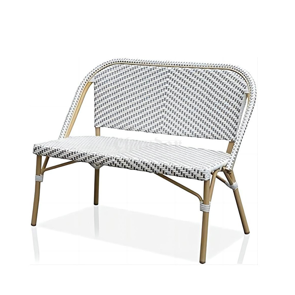 Patio Wicker Bench Outdoor Furniture  Modern Aluminum Patio Loveseat Bench