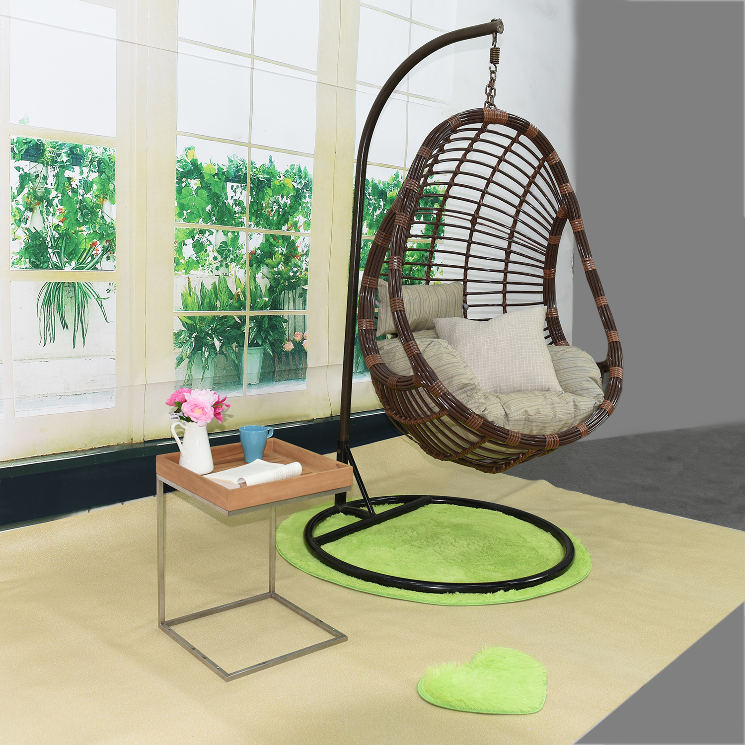 Garden Swing Egg Chair Hanging Jhula Steel Hammock Swing Bed Patio Hanging Swings Chair Indoor or Outdoor