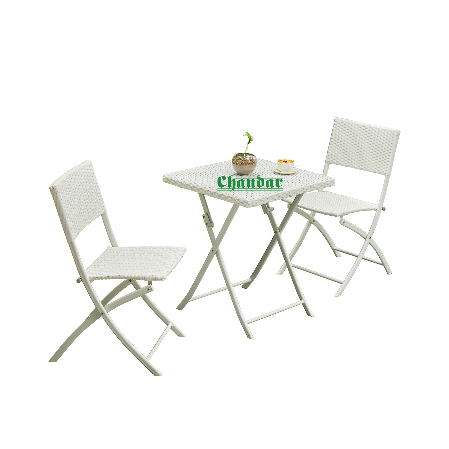 Cheap Modern Outdoor Garden Ratan Folding Furniture Sets White Plastic Rattan Folding Chairs and Table