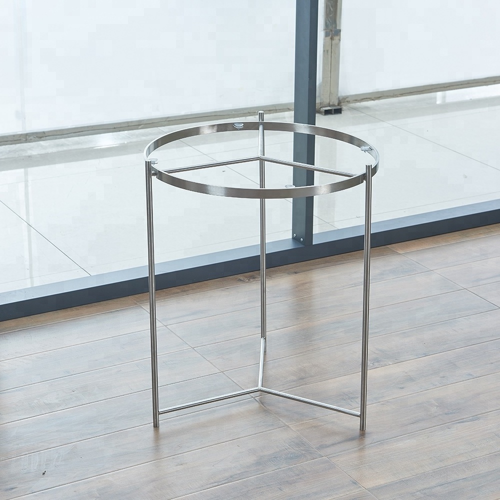 Hot selling stainless steel frame glass top round side table