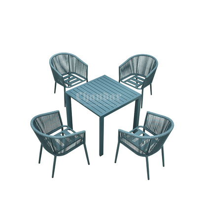 Modern Luxury Patio Rattan Wicker Bistro Restaurant Table Dining Chairs Set Aluminum Casting Outdoor garden Furniture Sets