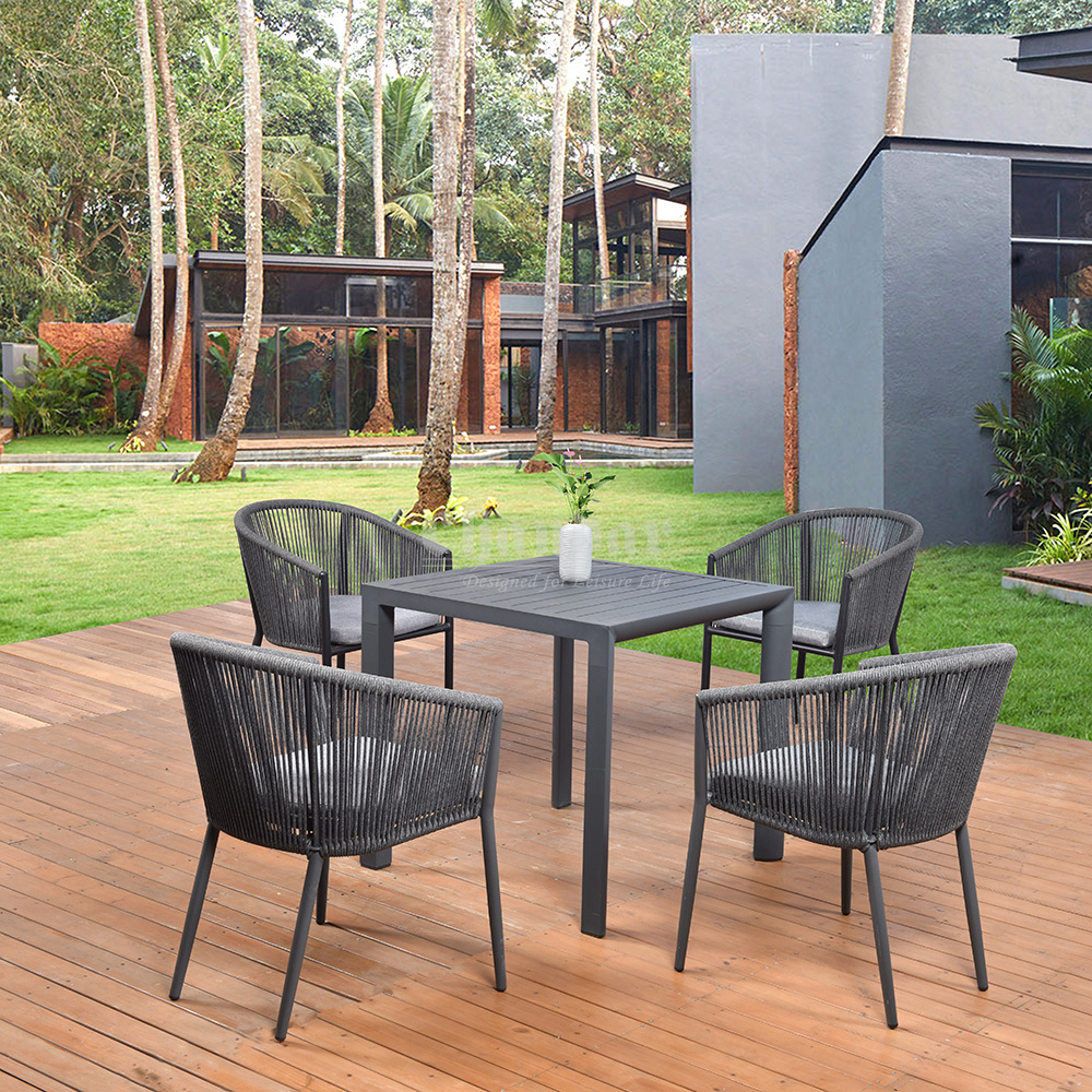 Modern Luxury Patio Rattan Wicker Bistro Restaurant Table Dining Chairs Set Aluminum Casting Outdoor garden Furniture Sets