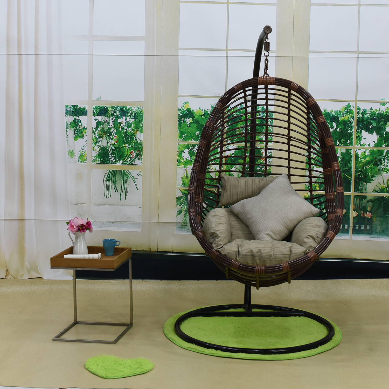 Garden Swing Egg Chair Hanging Jhula Steel Hammock Swing Bed Patio Hanging Swings Chair Indoor or Outdoor