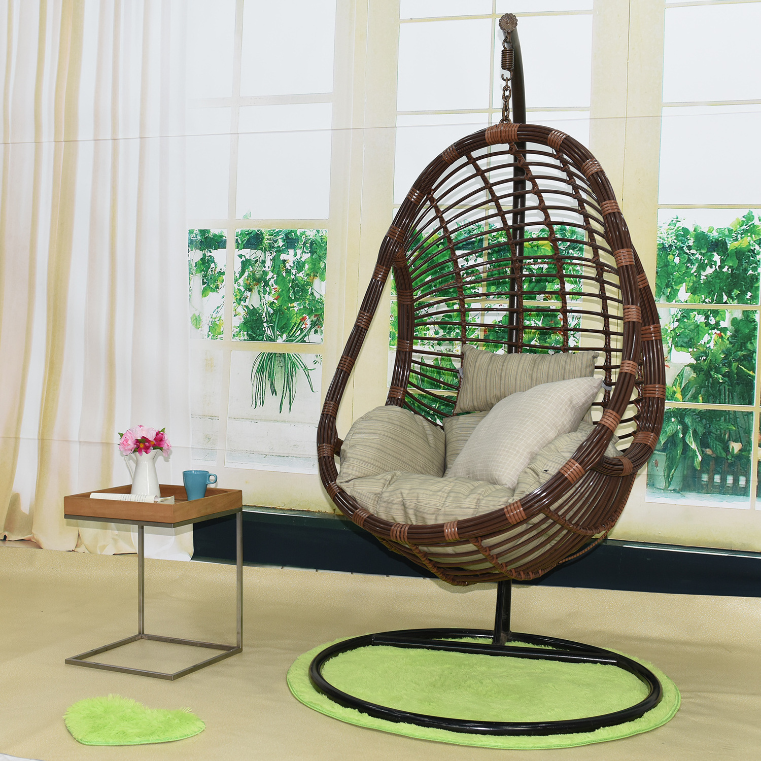 Garden Swing Egg Chair Hanging Jhula Steel Hammock Swing Bed Patio Hanging Swings Chair Indoor or Outdoor