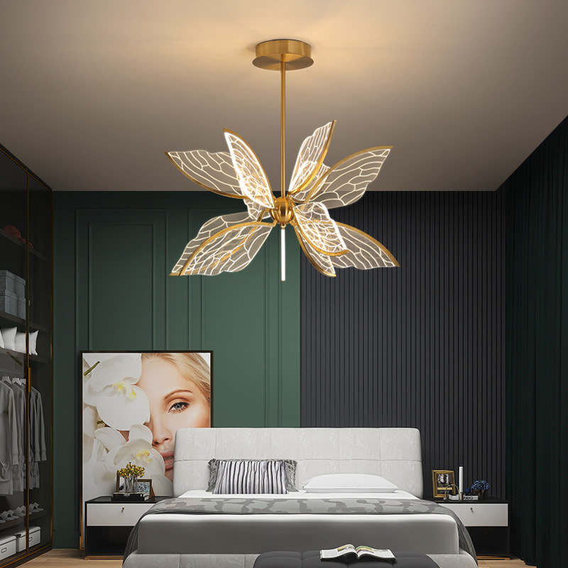 Contemporary Nordic Luxury Bedroom Hotel Small Ceiling Gold Light Fixtures Lighting Chandelier