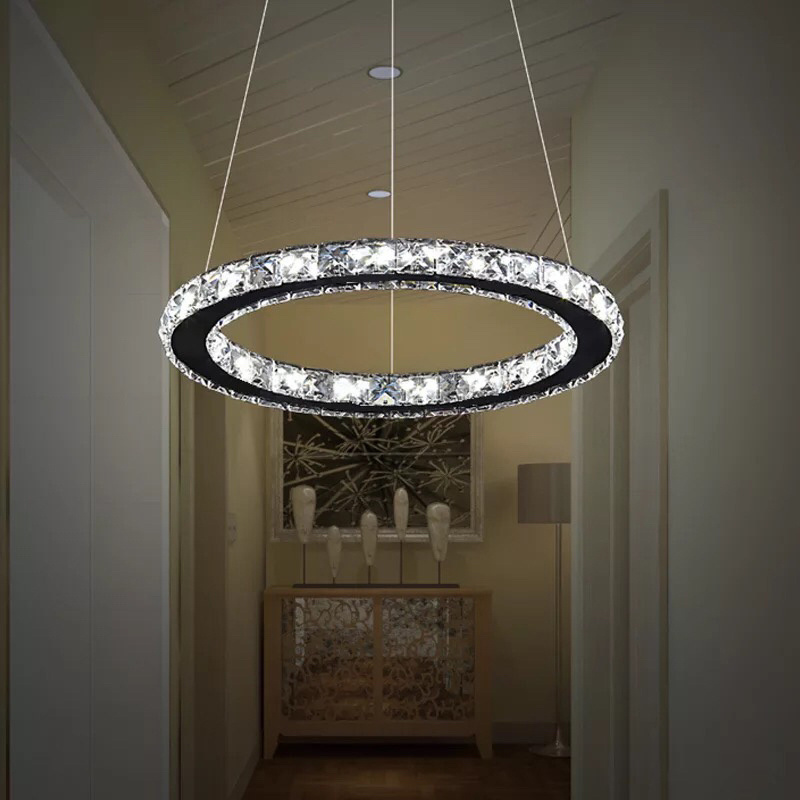 Modern Living Room 3 rings Ceiling Lighting Fixture Adjustable Stainless Steel LED Crystal chandelier Pendant Lights