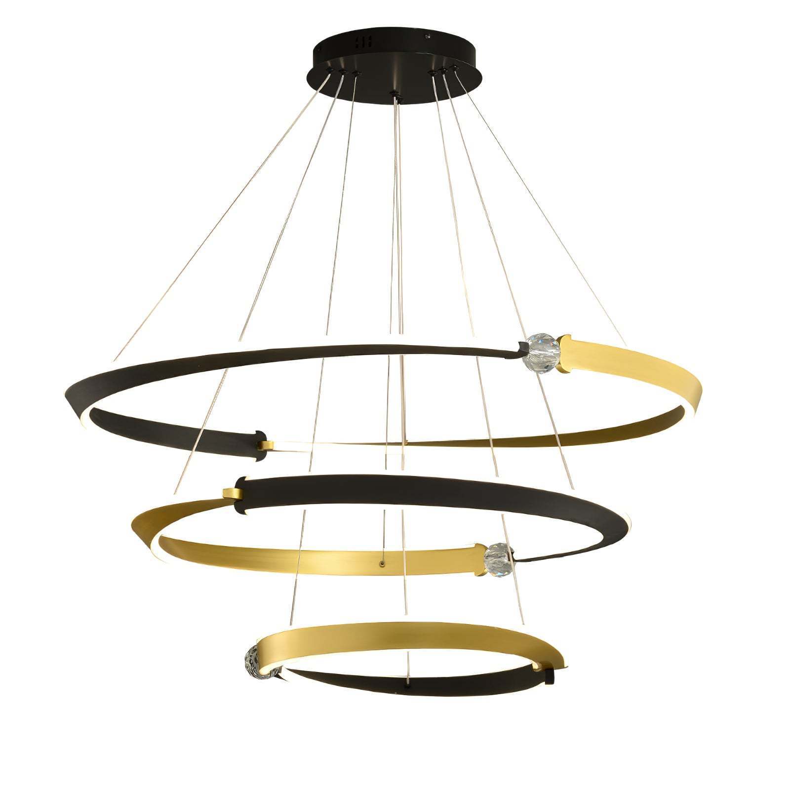 Nordic luxury modern simple bedroom Home Decor hanging pendant lighting fixtures led gold round lamp black ring chandelier