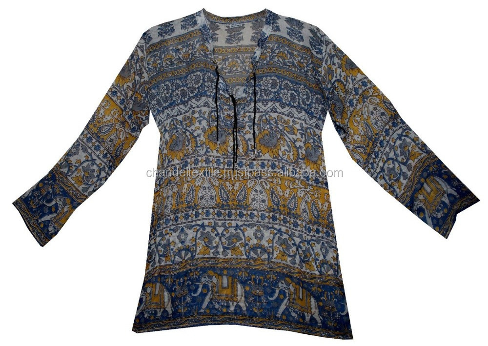 Indian Shirt Us Blouse Long Sleeve Women Tops Ladies Casual kurti Tunic Floral Animals Bollywood cotton blouse tunic top kurtis