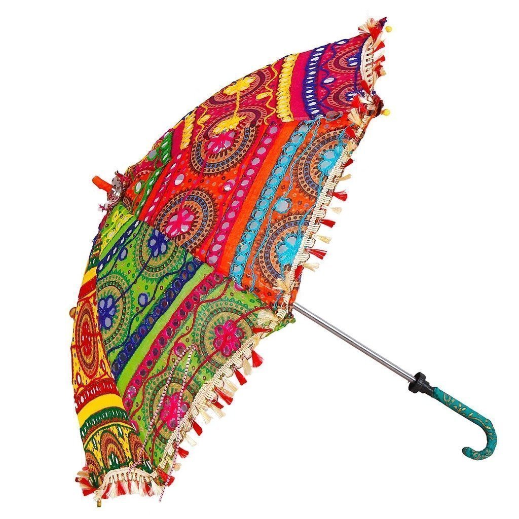 Indian Cotton Mini Ethnic Umbrella Parasol Umbrella Wedding Decor Party Handmade work Sun Parasol Embroidered Designer Handmade