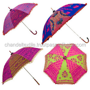 Garden Handmade unique Indian Umbrella with embroidery work decorative cotton parasol hand stitches work parasol ethnic