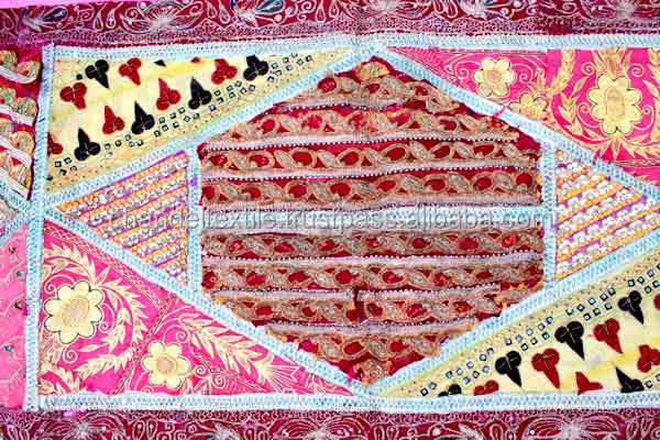 New Indian Hand Embroidered Ethnic Wall Hanging Kundan Beads Work Tapestry zari work Table runner Wall Tapestry Decorative