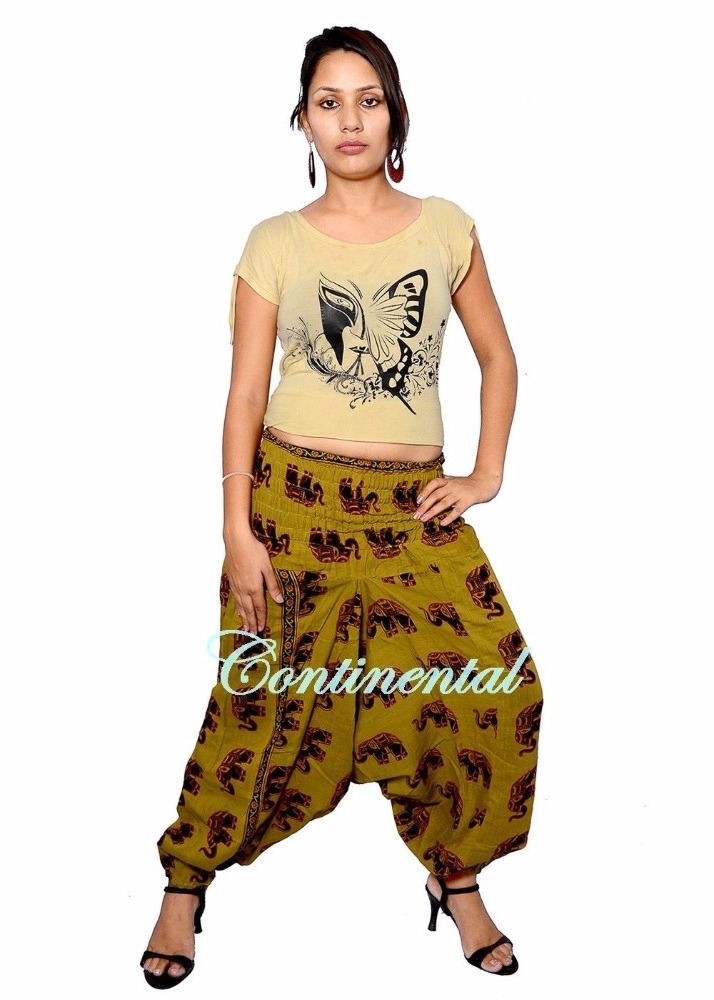 Harem Pant Elephant Unisex Harem Pants Baggy yoga cotton harem Afghani Aladdin boho hippie Pajama Trouser Ali Baba wholesale