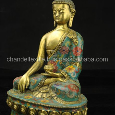 Buddhism Bodhisattva Shakyamuni Old Tibetan Brass Sating Buddha Statue Medicine Blessing Buddhism Art Ethnic God Buddha statue