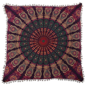 Large Square Cotton pom pom Shams Mandala Pillow cases Indian Bohemian Meditation Cushion Cover throw Home 26'' Decor art pillow