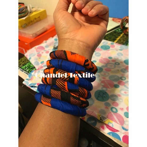 African Kente Print Jewelry Set Geometric Bangles African Statement Bracelet Chunky Bangle Wooden Covered Retro Bangle Ankara