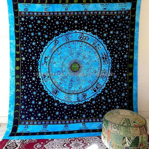 Sky Blue Tapestry Horoscope Zodiac Astrology Wall Hanging Hippie Bedspread Curtain wall art Decorative cover Tapestry ethnic art