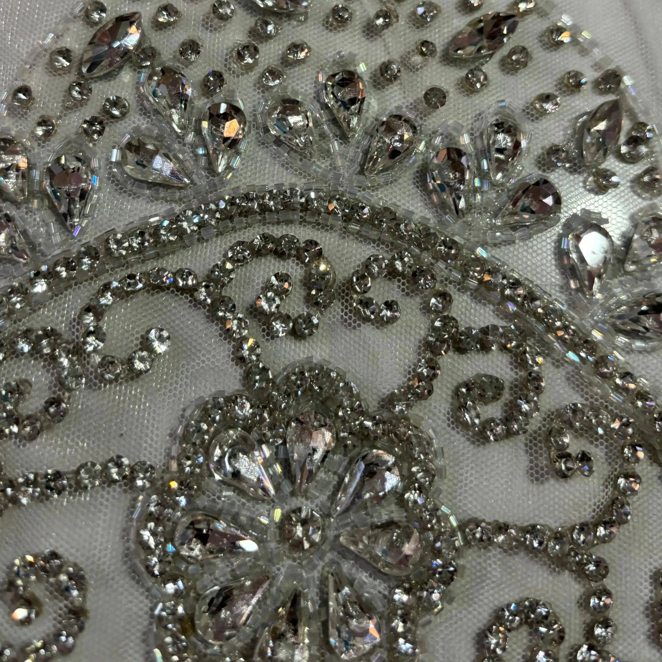 High Quality Luxury Beaded Fabric with Zircon Handmade 100% Polyester Best Price Export from Indian Supplier for Garments Making