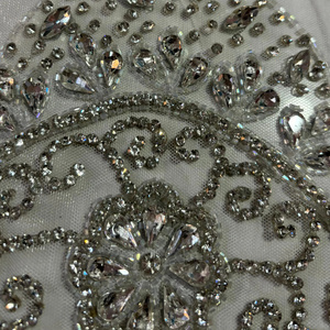 High Quality Luxury Beaded Fabric with Zircon Handmade 100% Polyester Best Price Export from Indian Supplier for Garments Making