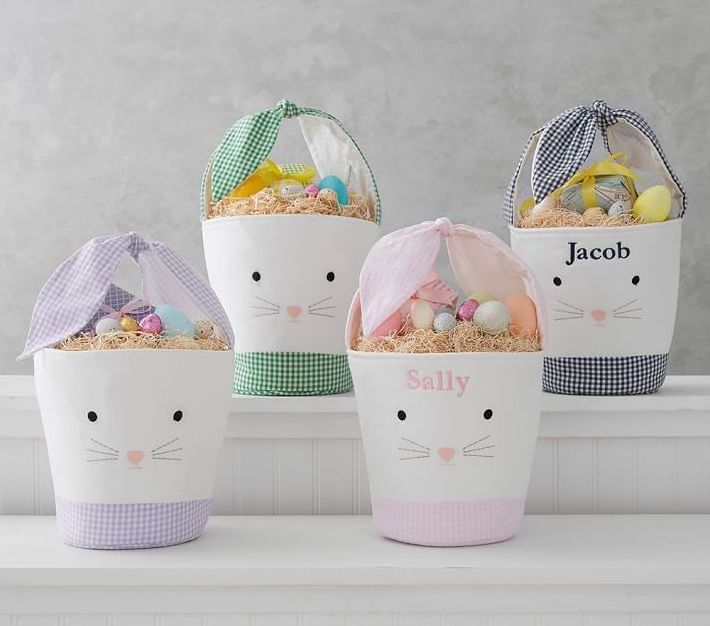 Tie Ear Bunny Bucket Canvas Wholesale Easter Baskets