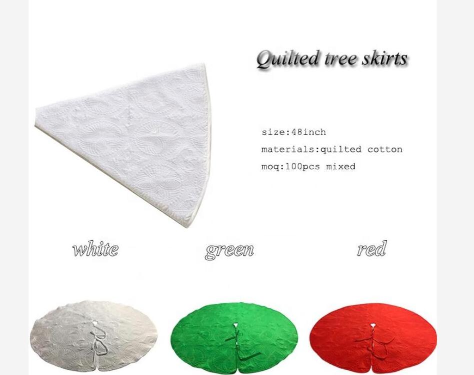 Wholesale Personalized Embroidery Tree Dresses Decoration 36inch White Quilted Christmas Tree Skirt