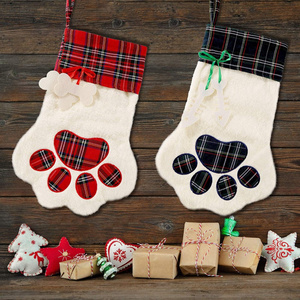 Christmas Decoration Paw Dog Bone Candy Gift Bag Christmas Pet Stocking Christmas Dog Paw Stocking