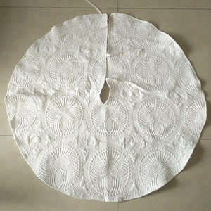 Wholesale Personalized Embroidery Tree Dresses Decoration 36inch White Quilted Christmas Tree Skirt