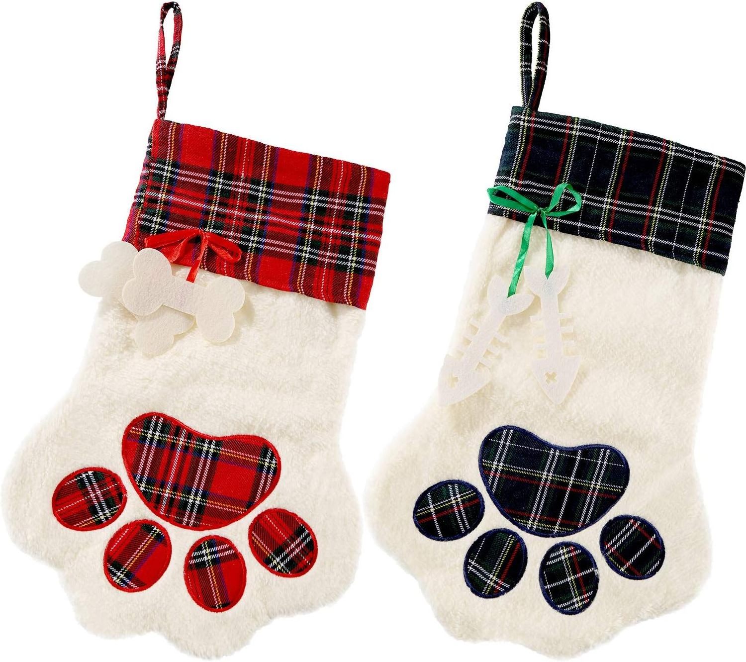 Christmas Decoration Paw Dog Bone Candy Gift Bag Christmas Pet Stocking Christmas Dog Paw Stocking