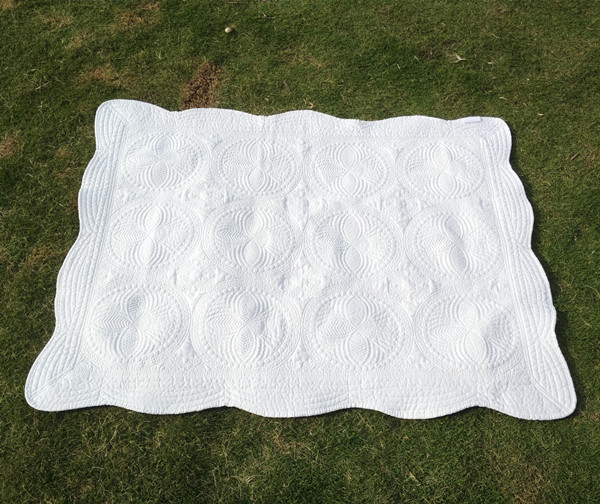 Personalized Cotton Scalloped Edge Embroidered Baby Quilt Cotton Heirloom Baby Quilt 100% Cotton Scallop Baby Quilt Blanket