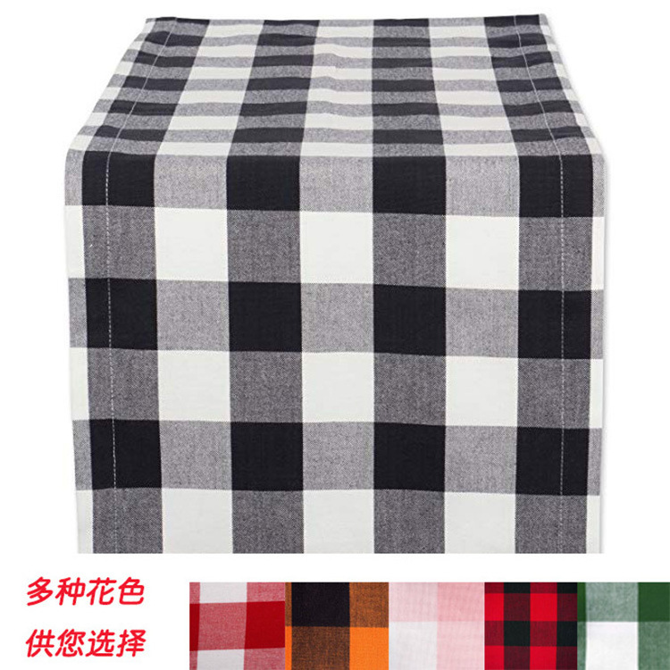 Wholesale Christmas Decoration Plaid Checkered Cotton Table Runner Christmas Red Buffalo Plaid Table Runner