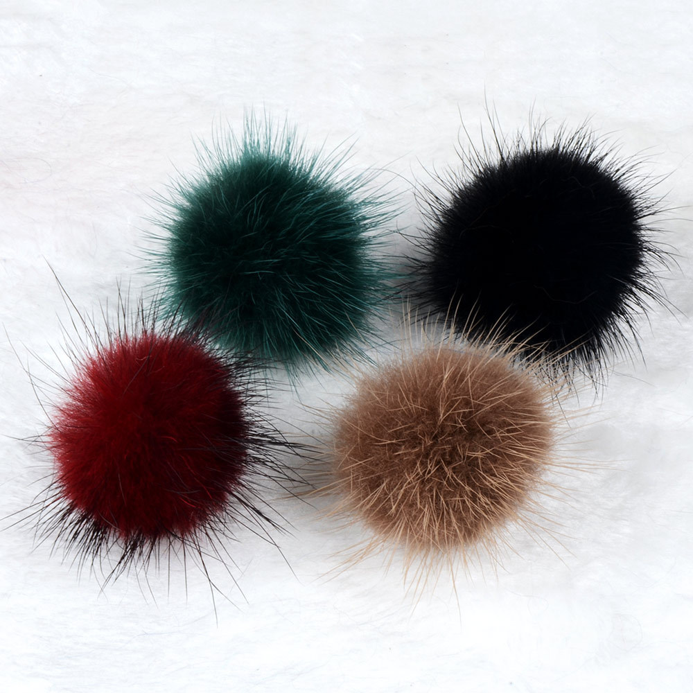 Candy Color 100% Real Mink Fur Earrings Pompom Ball Stud Earrings For Women Girl Wedding Engagement Banquet Jewelry