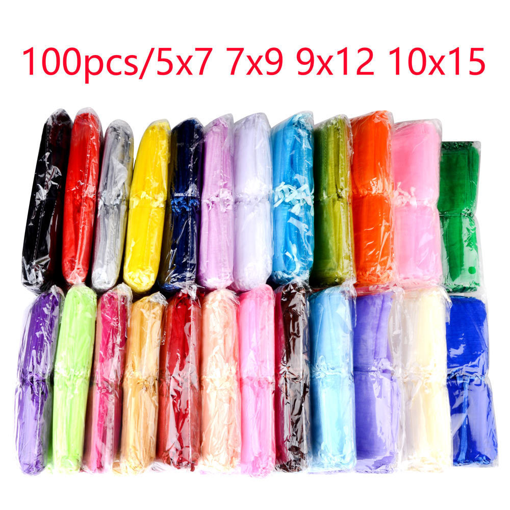 5x7cm Chanfar 24 Colors Jewelry Packaging Mini Organza Drawstring Bags