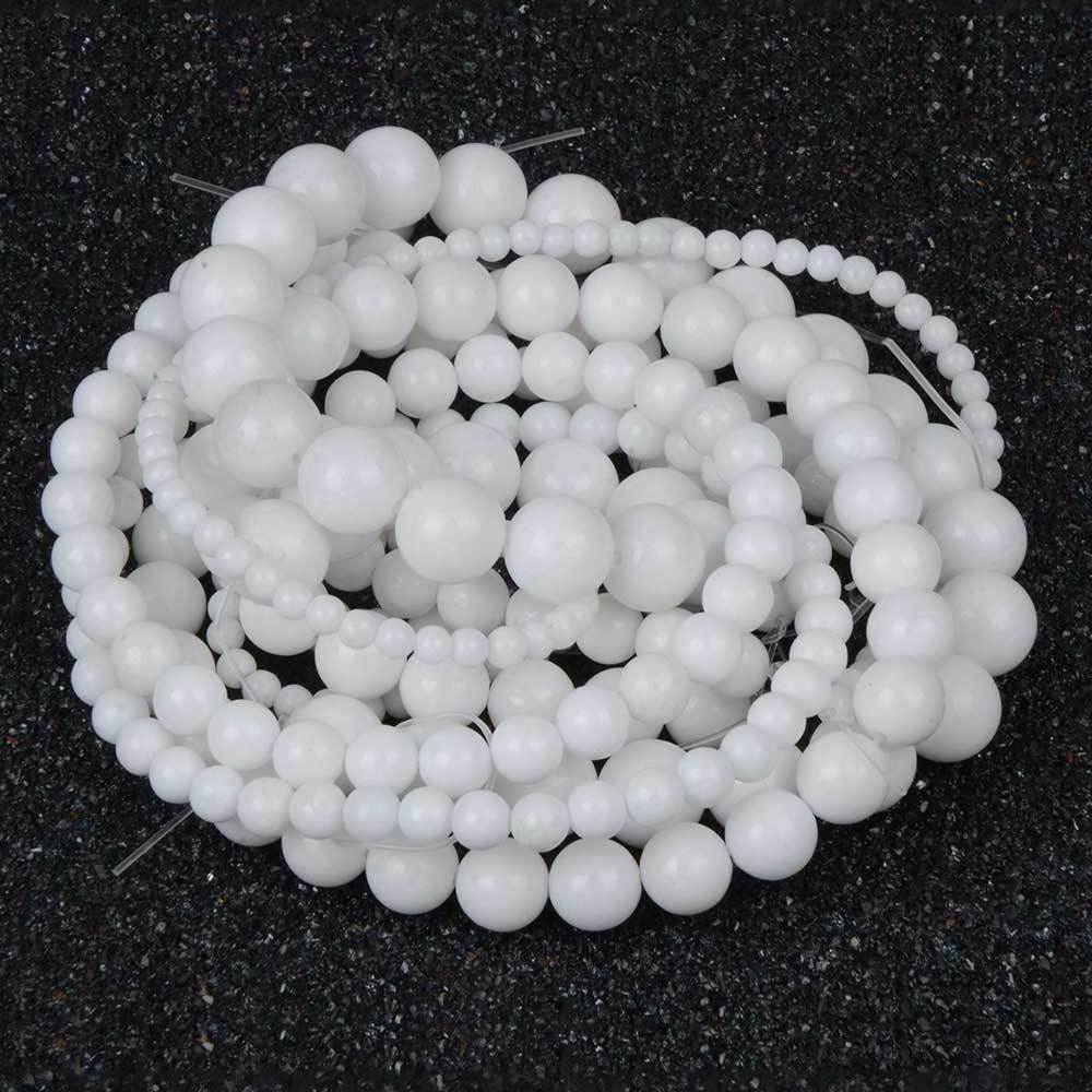 Natural Stone White Jade Beads