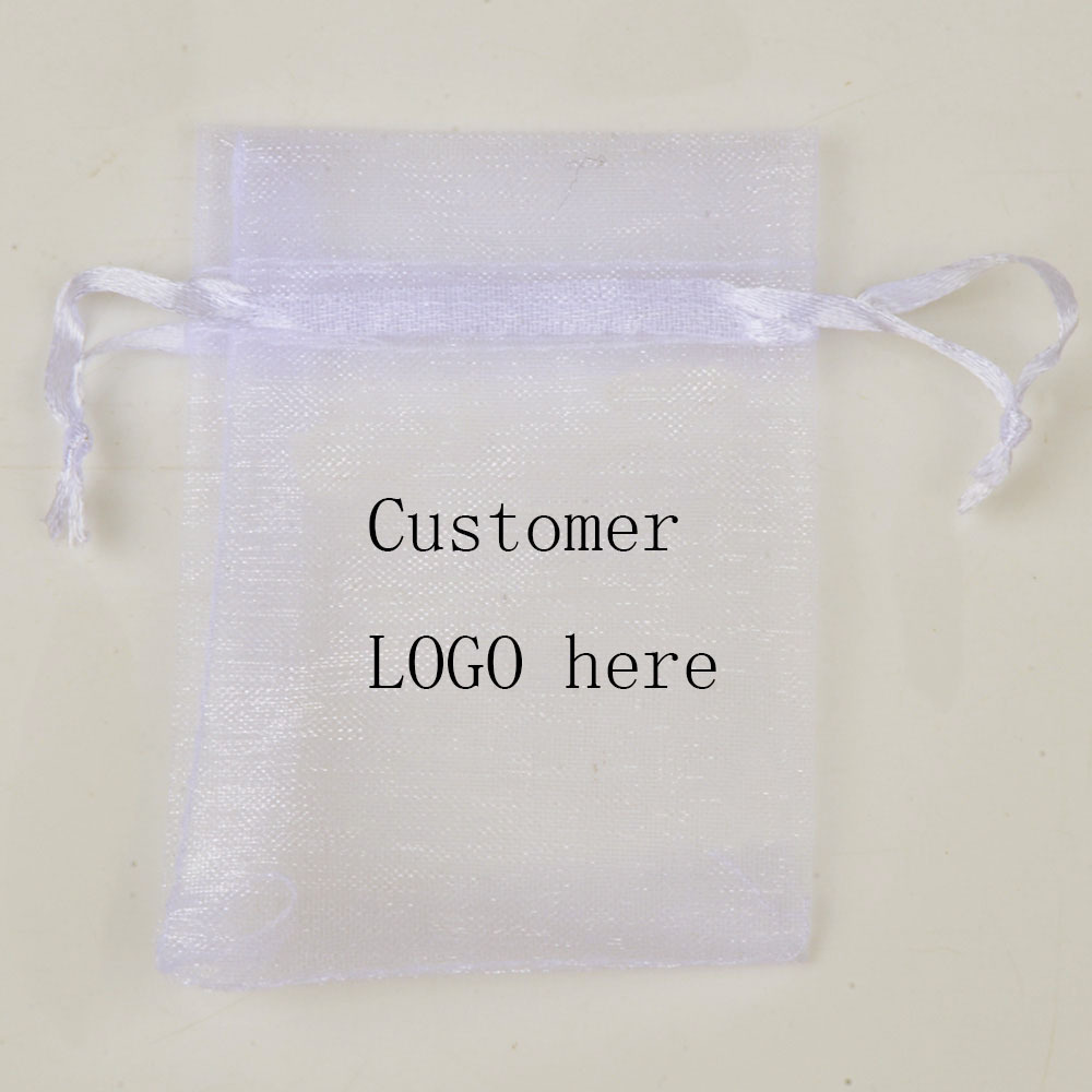 9x12cm 24 colors Custom Logo Drawstring Gift Pouch Jewelry Mesh Packaging Organza Bag