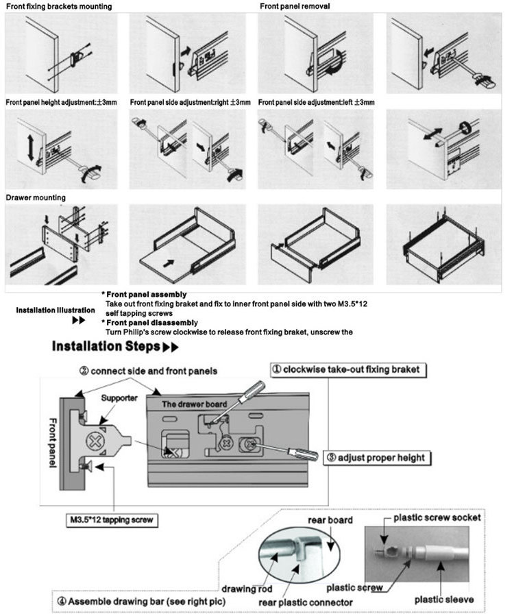 Self-Closing Type FGV Powder Coating Drawer Slide Metal Telescopic Drawer Slide Channel Euro Drawer Slide