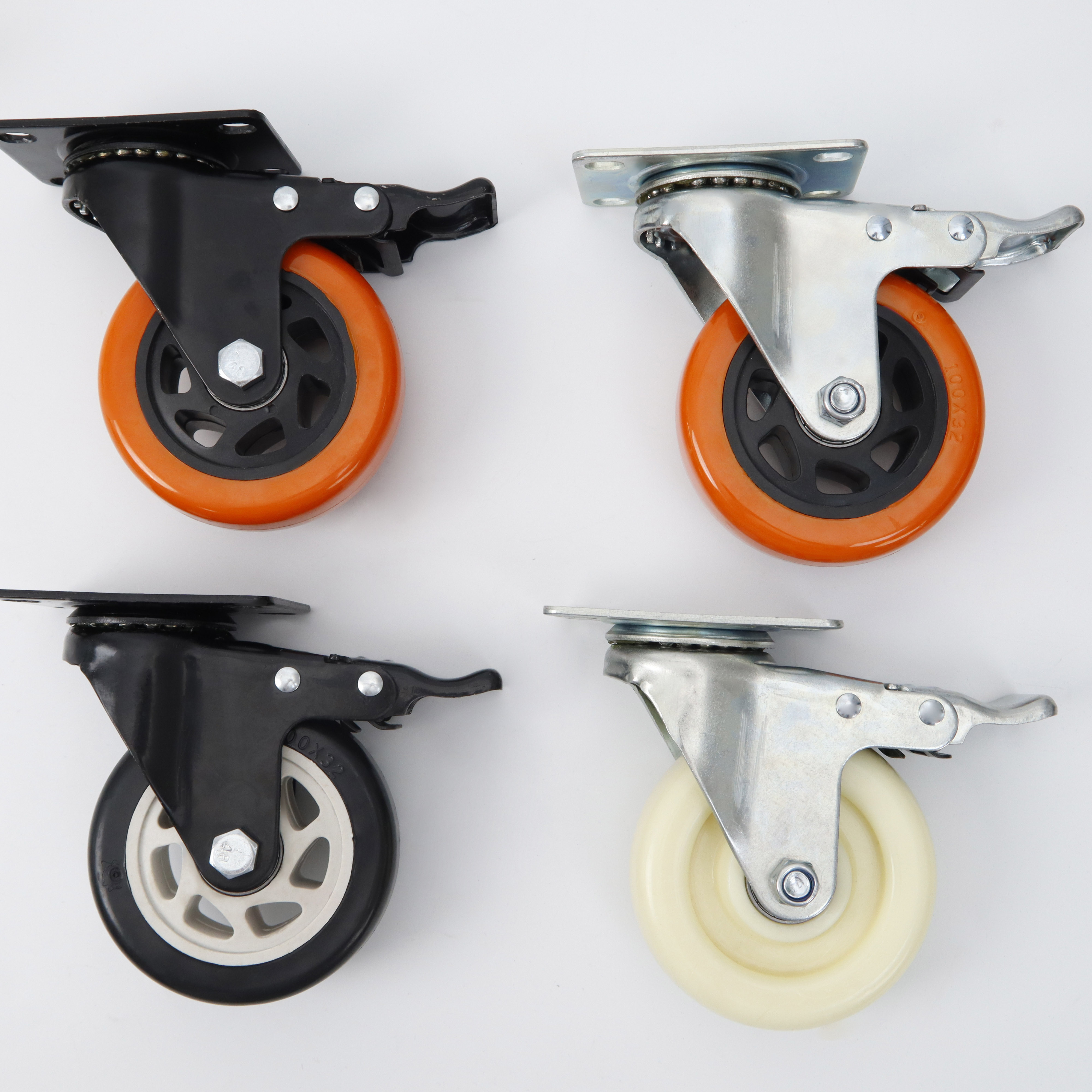 Hot sale rueda de pvc 4inch swivel PVC caster wheels 100mm heavy duty castors