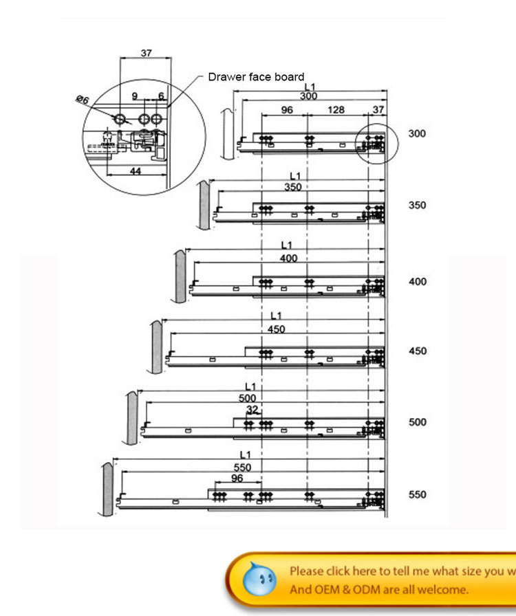 Furniture Hardware Soft Close Hidden Drawer Rails 3D-Adjustable Undermount Telescopic Channel Drawer Slide