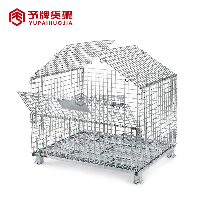 Heavy-Duty Zinc Finished Steel Wire Mesh Stillage Cage with Lids for Warehouse Cargo & Storage Equipment