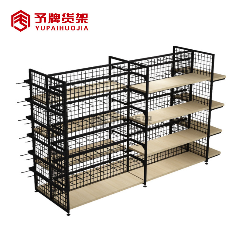 Single and Double Design White Wire Mesh Hanging Board Supermarket Rack Display Stand Shelves