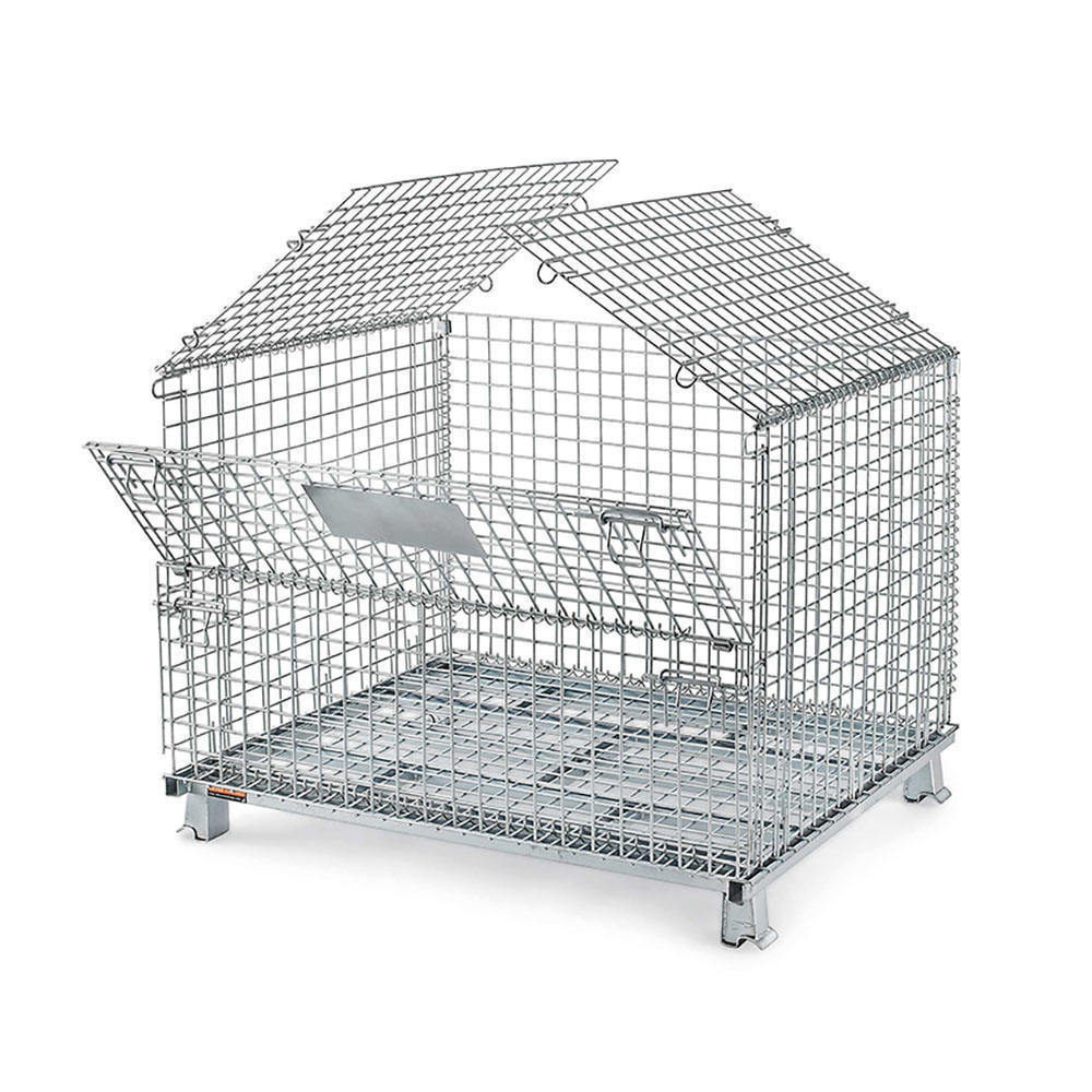 Heavy-Duty Zinc Finished Steel Wire Mesh Stillage Cage with Lids for Warehouse Cargo & Storage Equipment