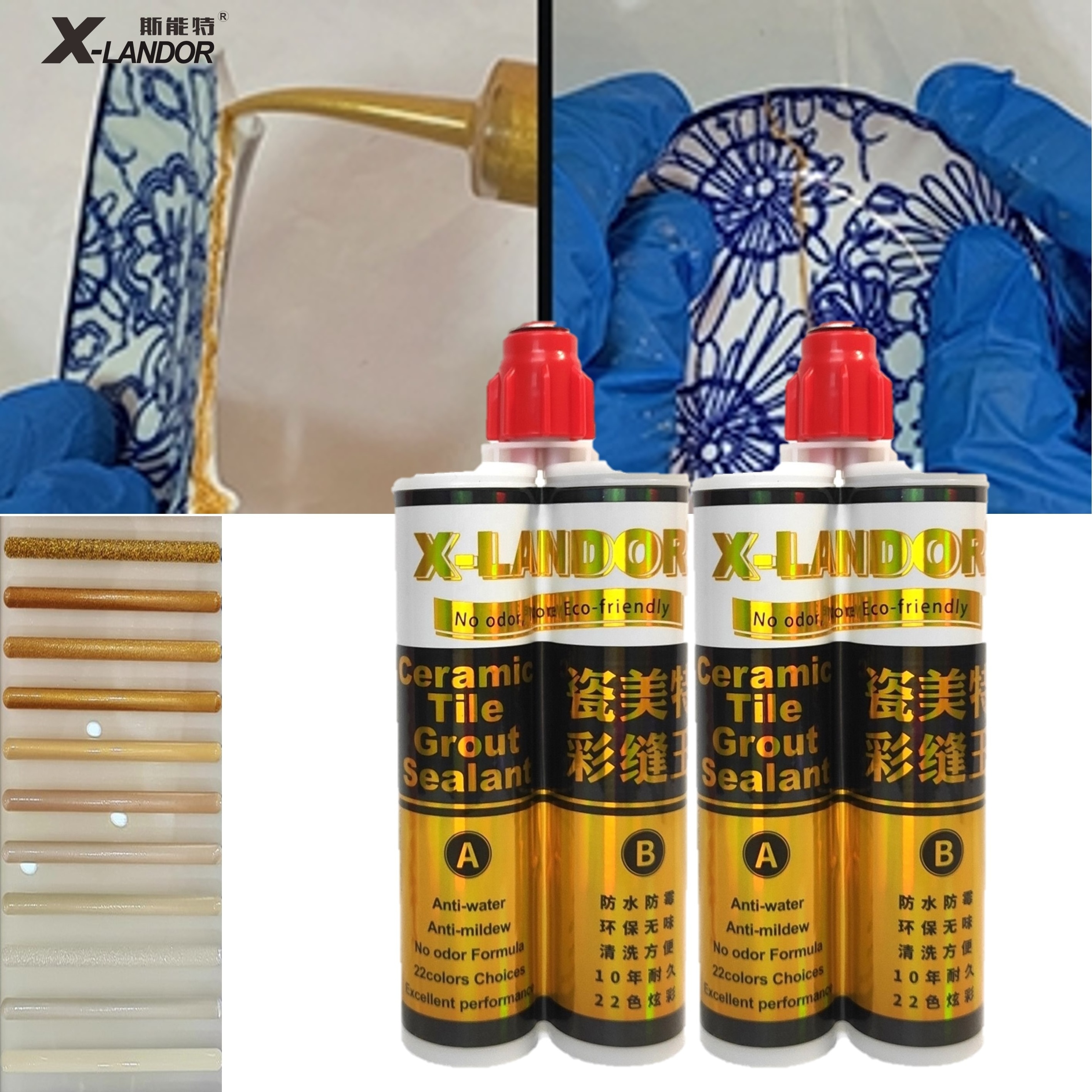 X-LANDOR 22 Colors Waterproof Kintsugi Epoxy Repair Adhesive Epoxy Repair Glue For Pottery  ,Stone, Ceramics