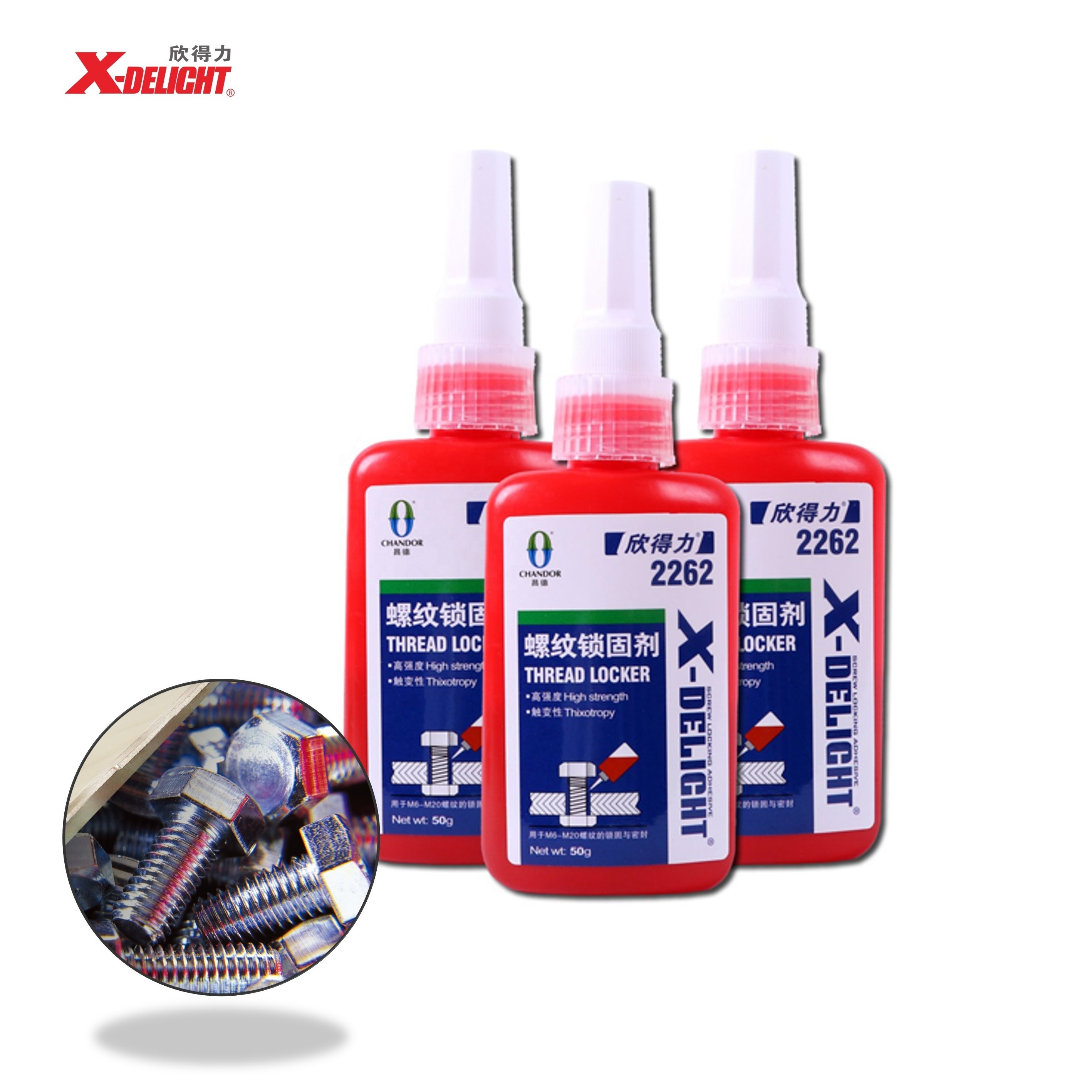 X-DELIGHT 2262 10g 50g  250g 1kg  Anaerobic Thread Locker Adhesive sealant for sealing and locking screw parts