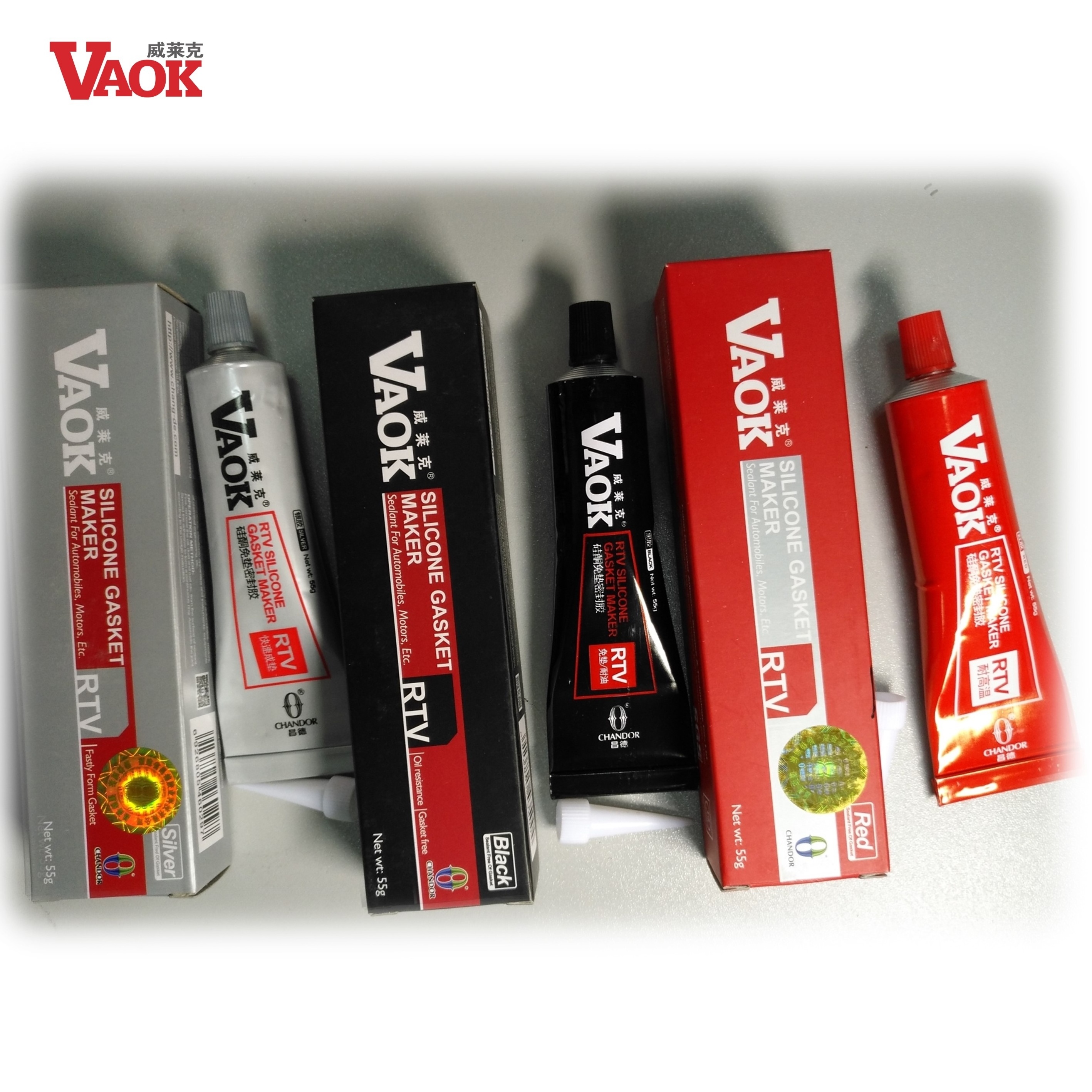 VAOK 55g  high temp resist  3 colors RTV Silicone sealant Gasket Maker  for auto,machinery industry