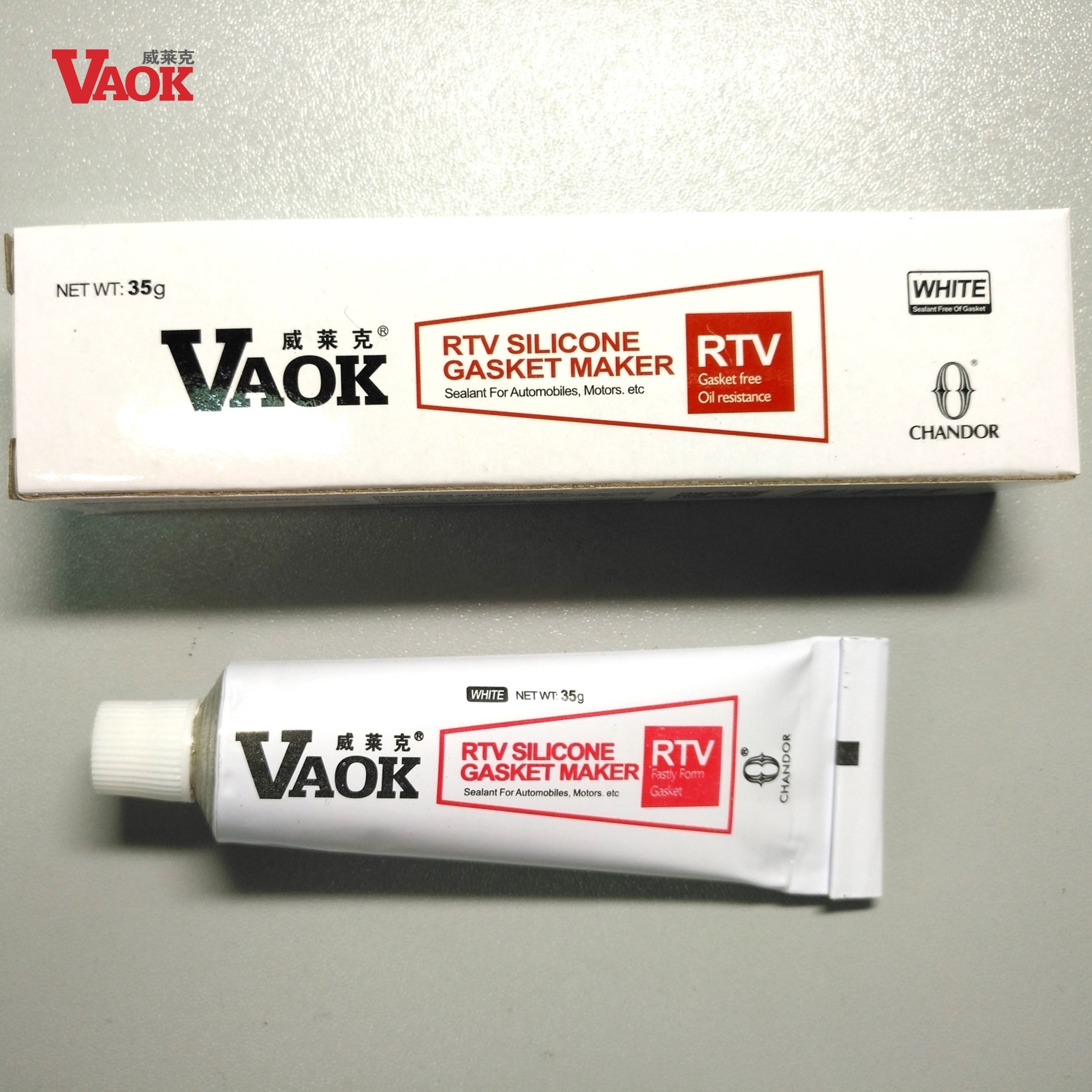 China Wholesale VAOK 35g   Automotive RTV Silicone flange sealant Gasket-free sealant Silver White