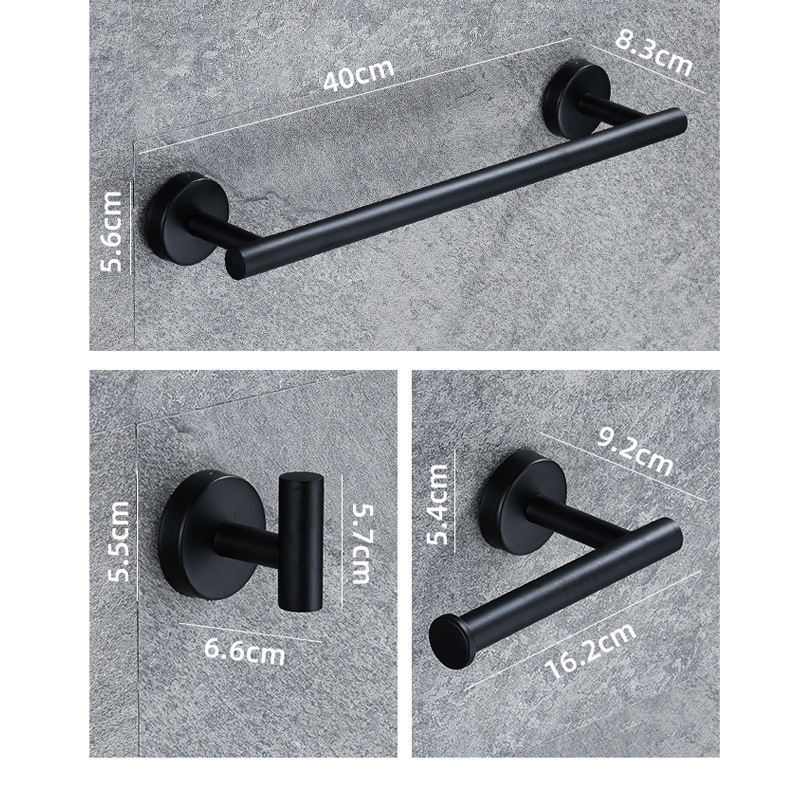 GG444 Bathroom Hardware 304 Stainless Steel Towel Rack Set Brushed Black Bathroom Holder Toilet Paper Holder Robe hook