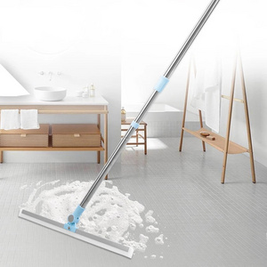 BBA159 Stainless Steel Silicone Scraper Broom Floor Squeegee Mop Multifunctional Floor Broom Wiper Home Bathroom Floor Wiper