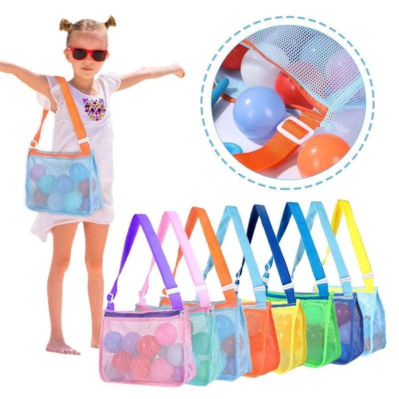 WS266 Kids Shell Collecting Tote Shell  Sand Toy Seashell Beach Bag Toys Organizer Storage Bags Cartoon Toy Mesh Beach Bags