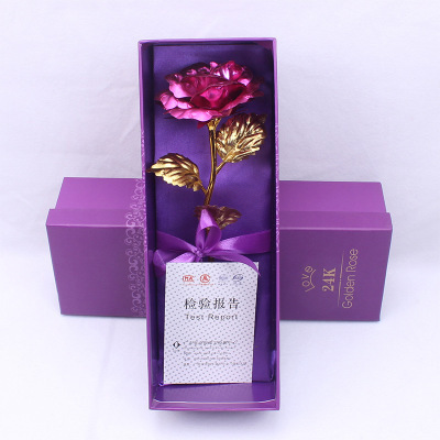 H142 Creative Valentine ' s Day Lover Girlfriend Gift Flower Eternal Roses With Case 24K Gold Foil Plated Artificial Rose