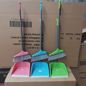 DS1404 Cheap Kitchen Broom Stick and Dust Pan Long Handle Folding Brooms Dustpans Plastic Broom and Dustpan Set