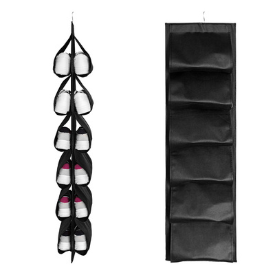 GG236 Foldable Storage Bag 12 Pockets Hanging Shoe Rack Hanging Shoe Organizer Fabric Storage Bag With Hook